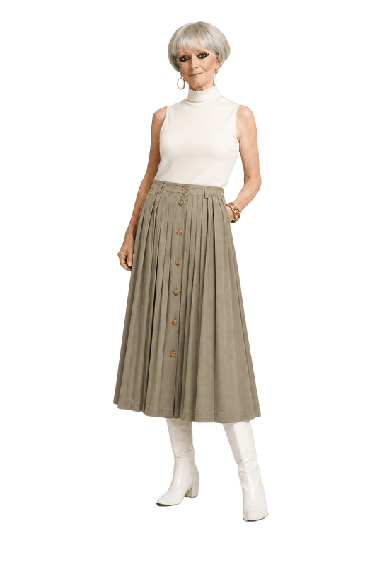 1960s Beige Cotton Skirt - Model