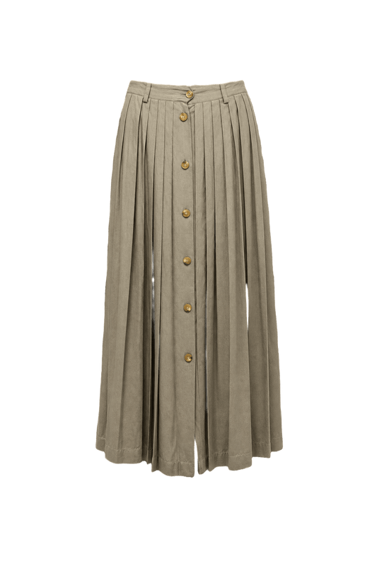 1960s Beige Cotton Skirt - Front View