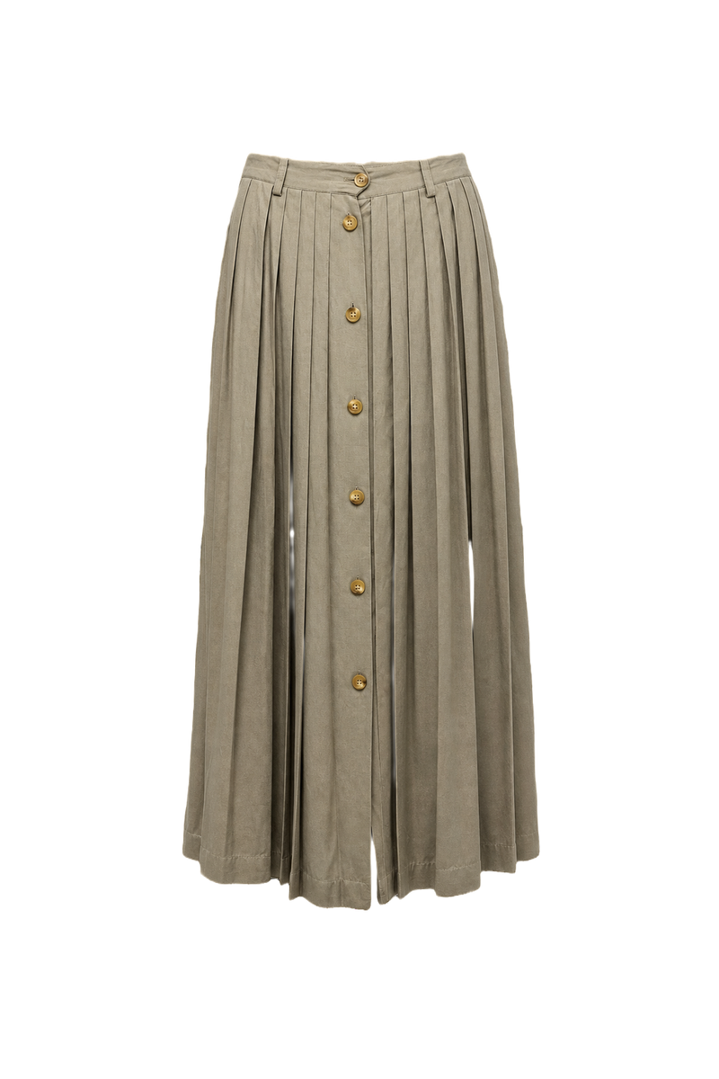 1960s Beige Cotton Skirt - Front View