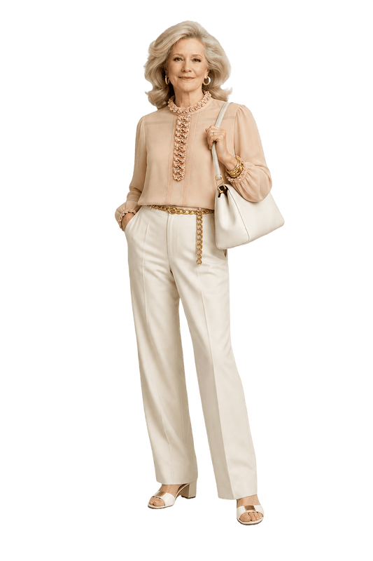 1970s Beige Silk Blouse - Model