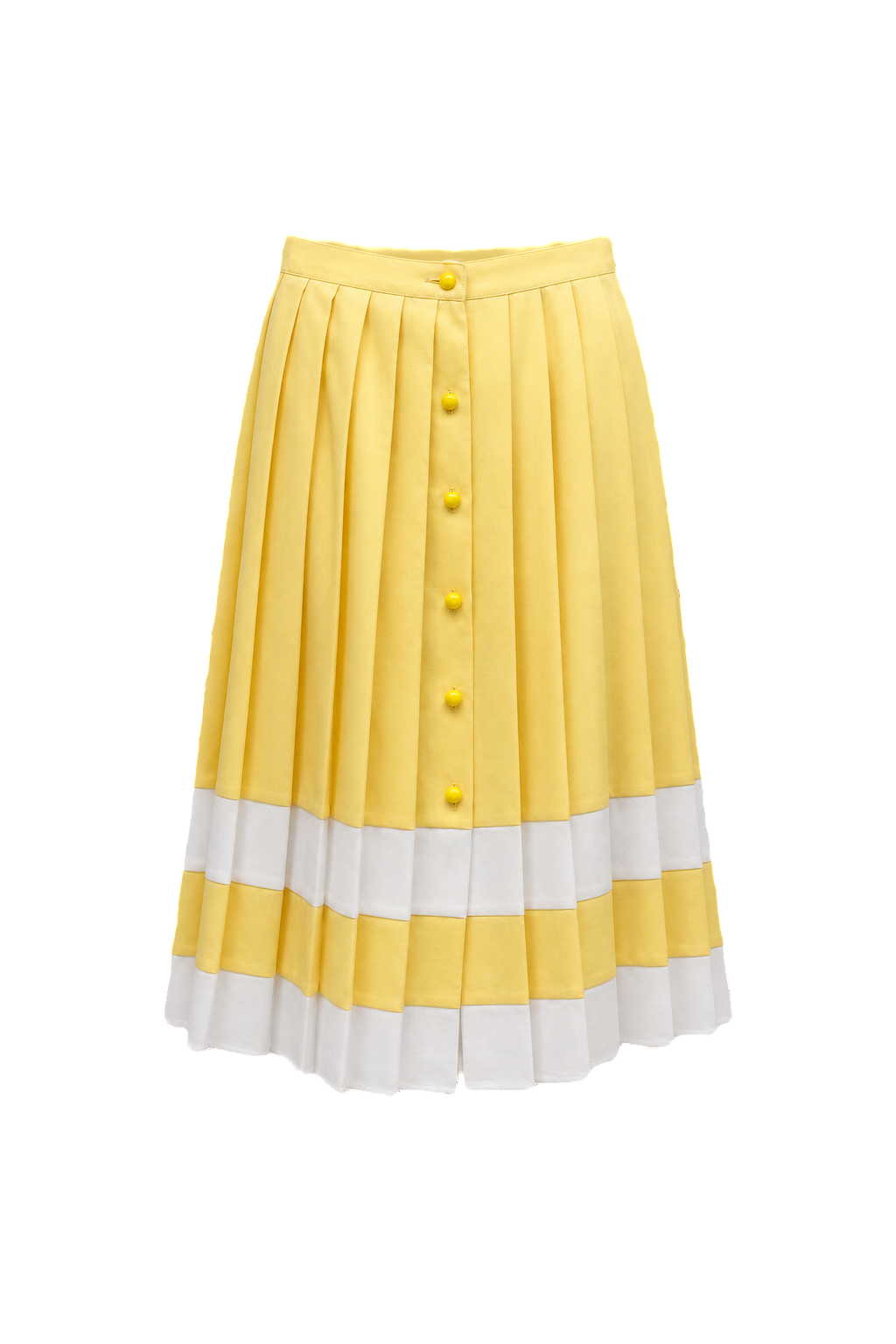 1970s Yellow Polyester Skirt - Front View