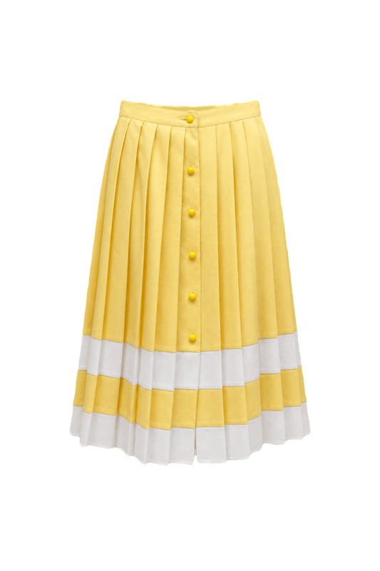 1970s Yellow Polyester Skirt - Front View