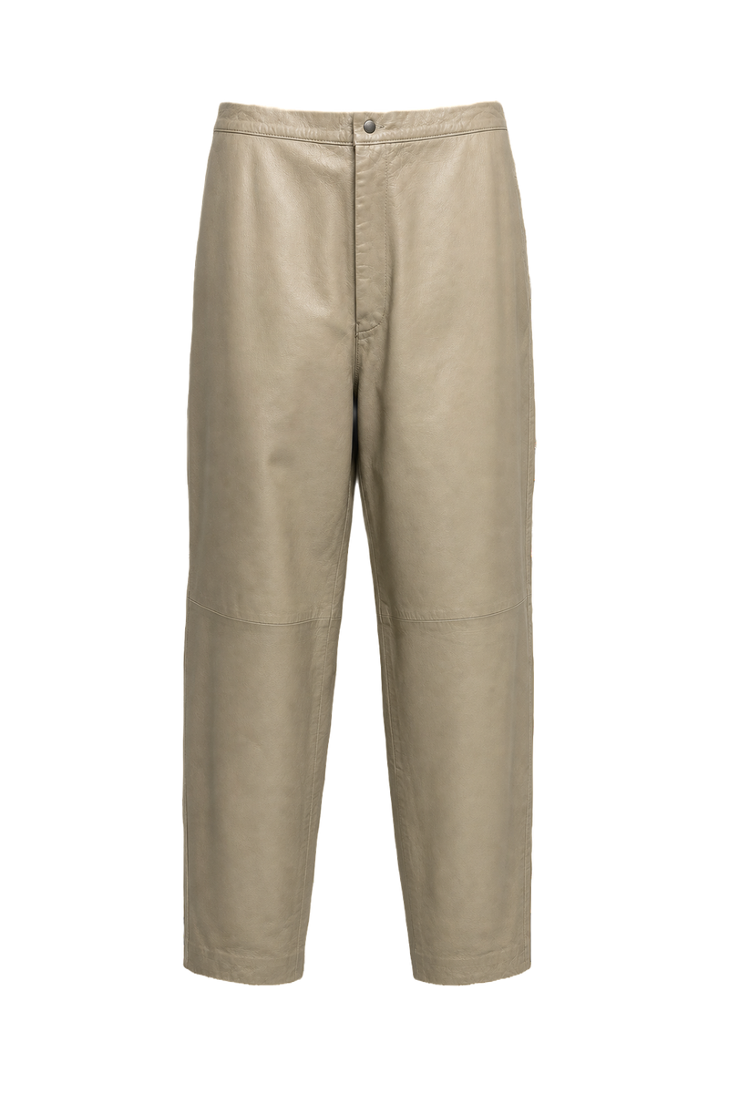 1990s Cream Leather Trousers - Front View