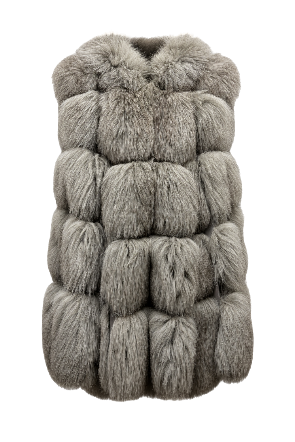 1990s Gray Fur Oversized Coat - Front View