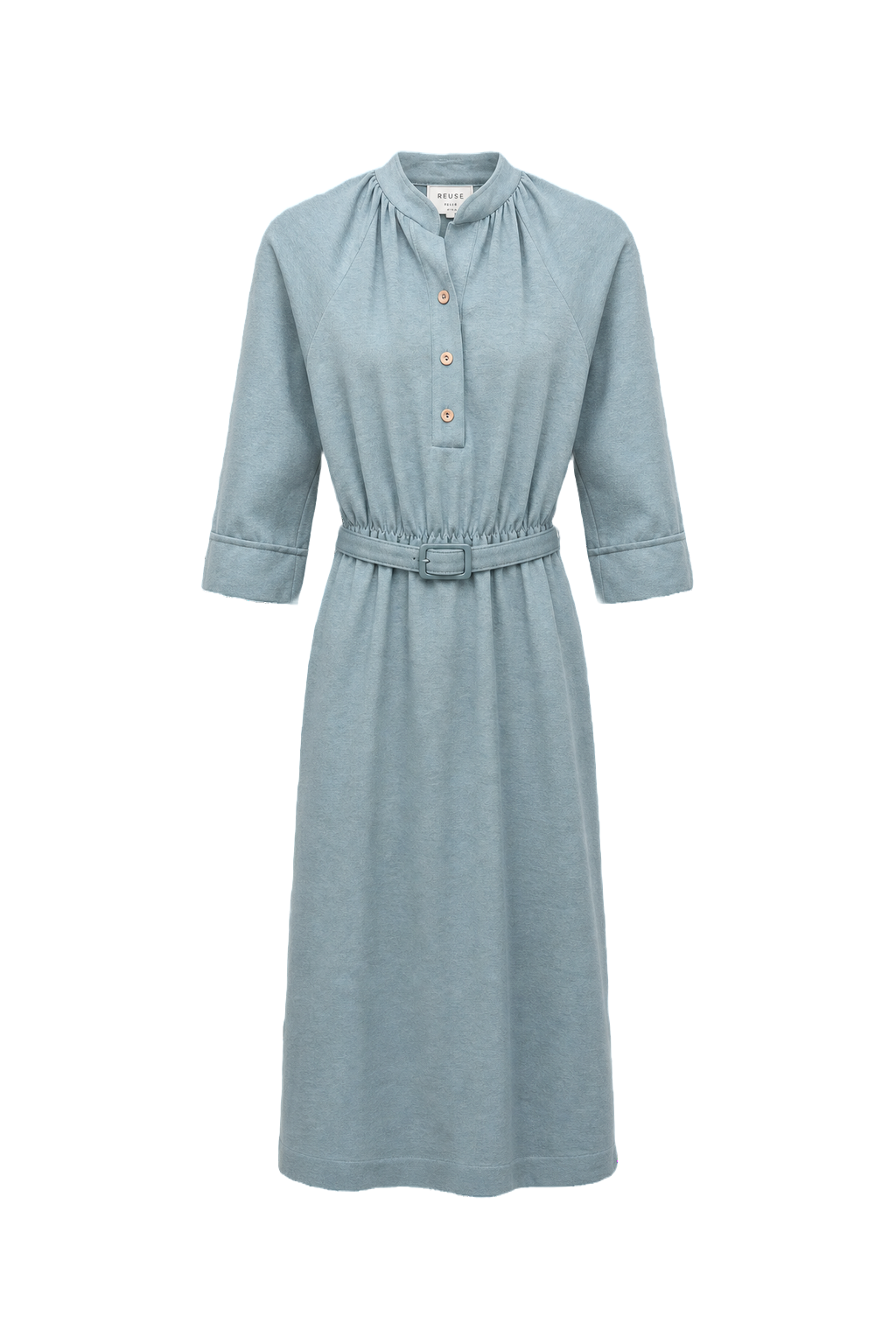 1970s Light Blue Cotton Dress - Front View