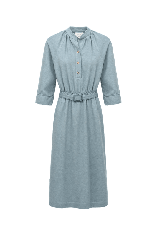1970s Light Blue Cotton Dress - Front View