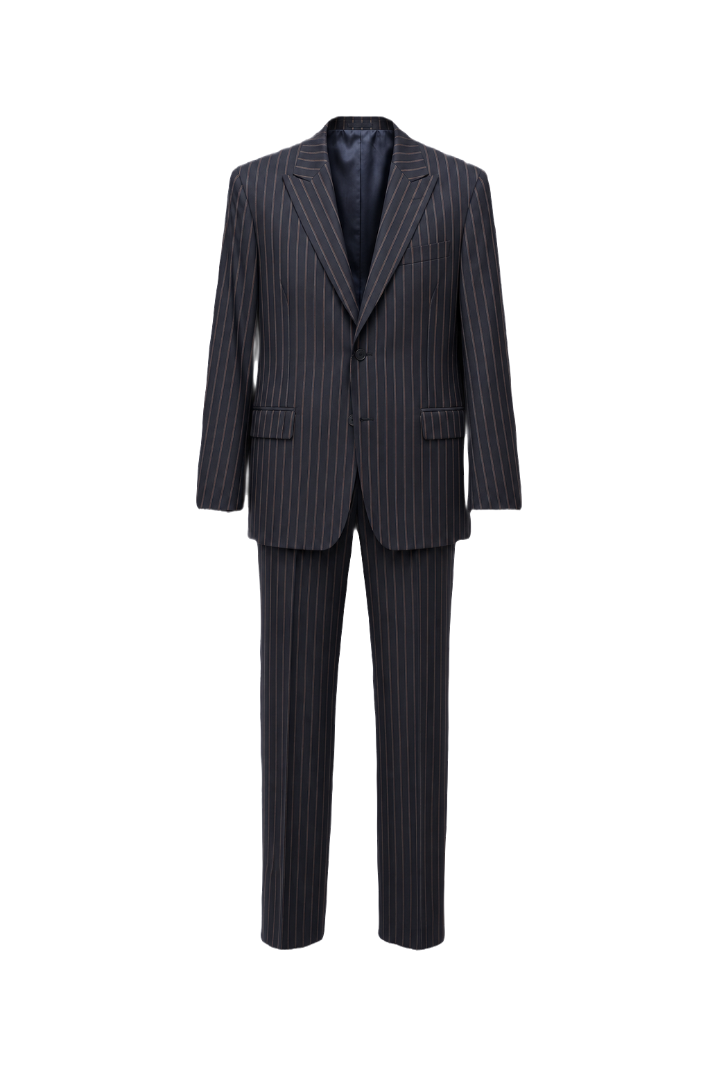 1980s Navy Blue Wool Suit - Front View