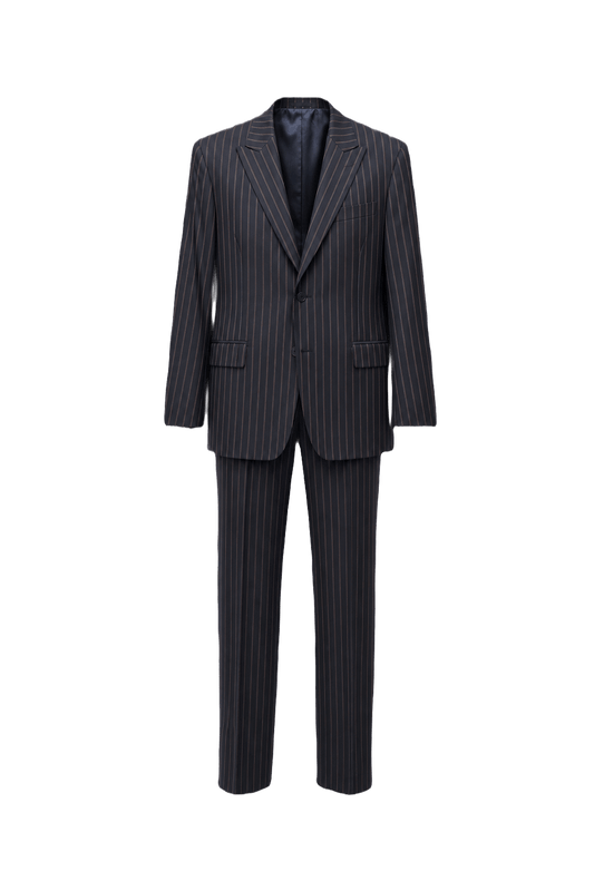 1980s Navy Blue Wool Suit - Front View