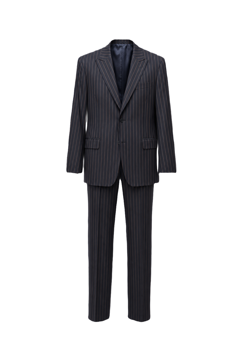 1980s Navy Blue Wool Suit - Front View