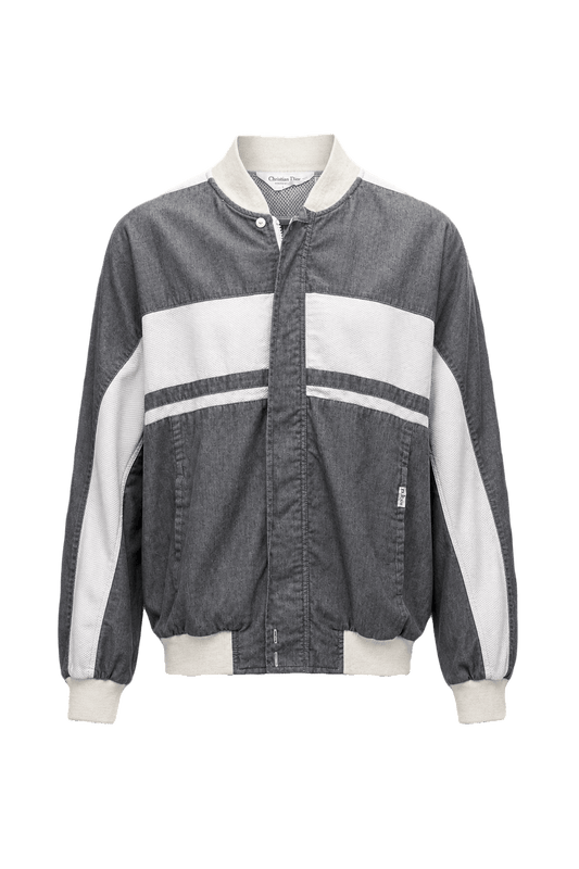 1980s Dark Grey Cotton Blend Jacket - Front View