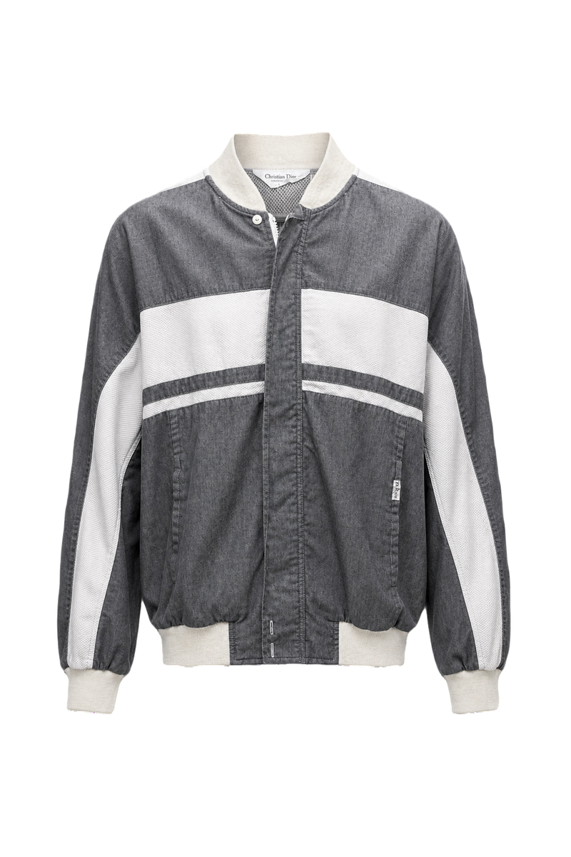 1980s Dark Grey Cotton Blend Jacket - Front View
