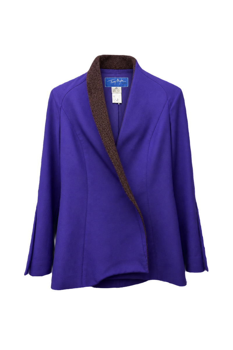 1980s Purple Wool Blend Blazer - Front View