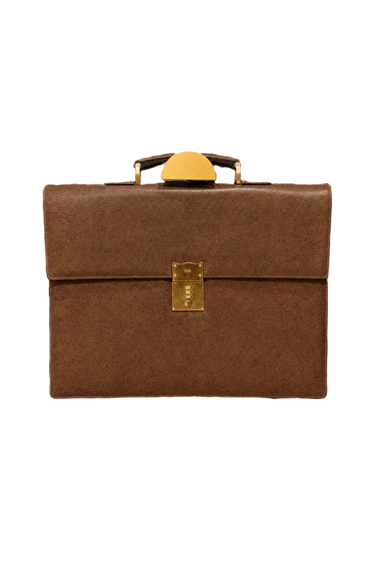 1980s Brown Leather Briefcase - Front View