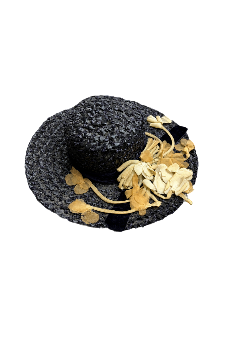 [1970s] Navy Straw Hat - Front View