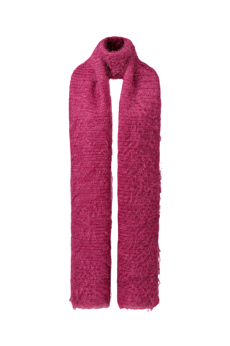 1980s Fuchsia Synthetic Fiber Scarf - Front View