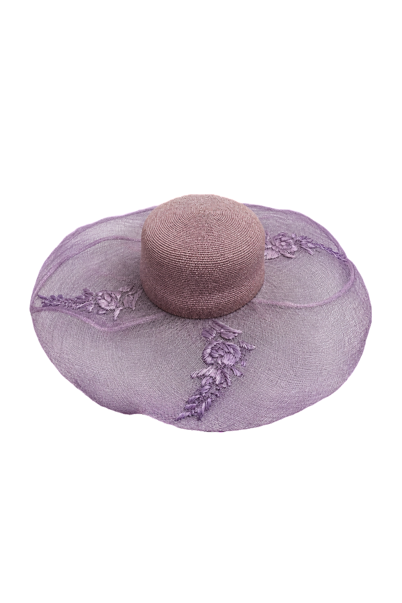 1970s Lavender Purple Straw Hat - Front View