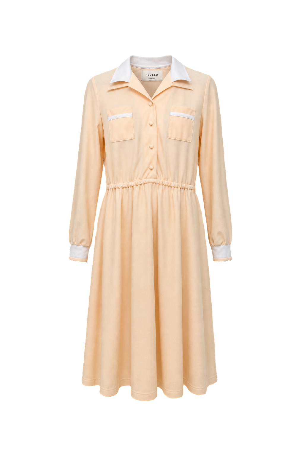 1960s Peach Polyester Dress - Front View