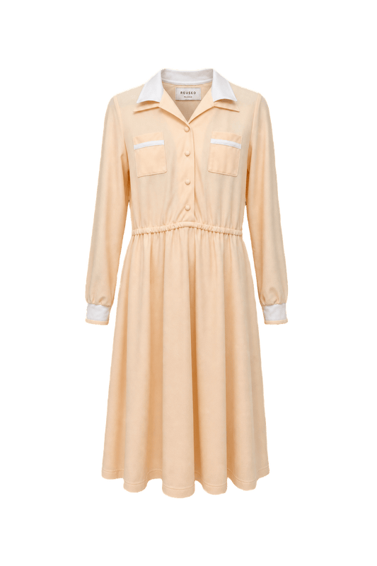 1960s Peach Polyester Dress - Front View