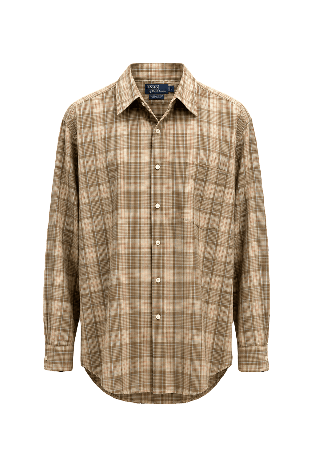 1990s Beige Cotton Button-Down Shirt - Front View