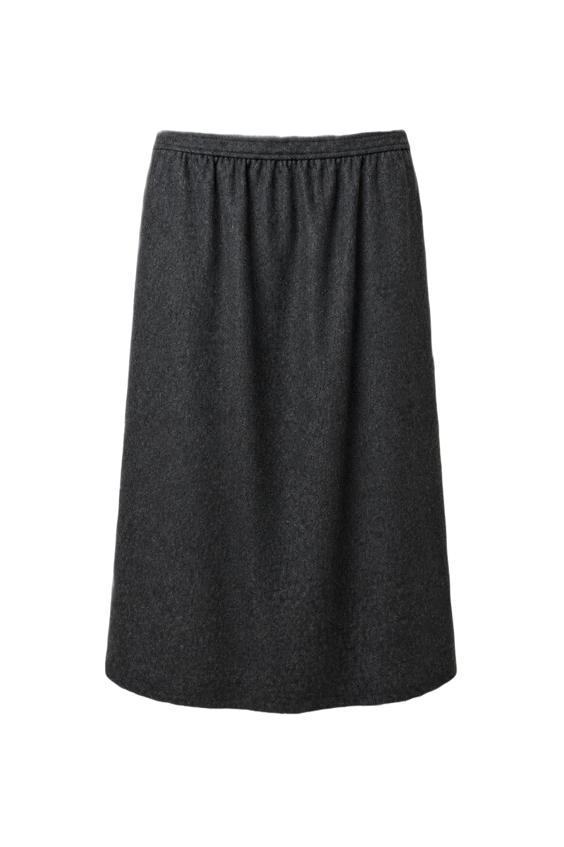 1970s Charcoal Grey Wool Skirt - Front View