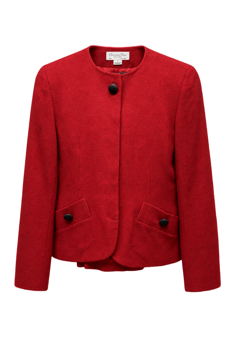 1980s Red Wool Jacket - Front View