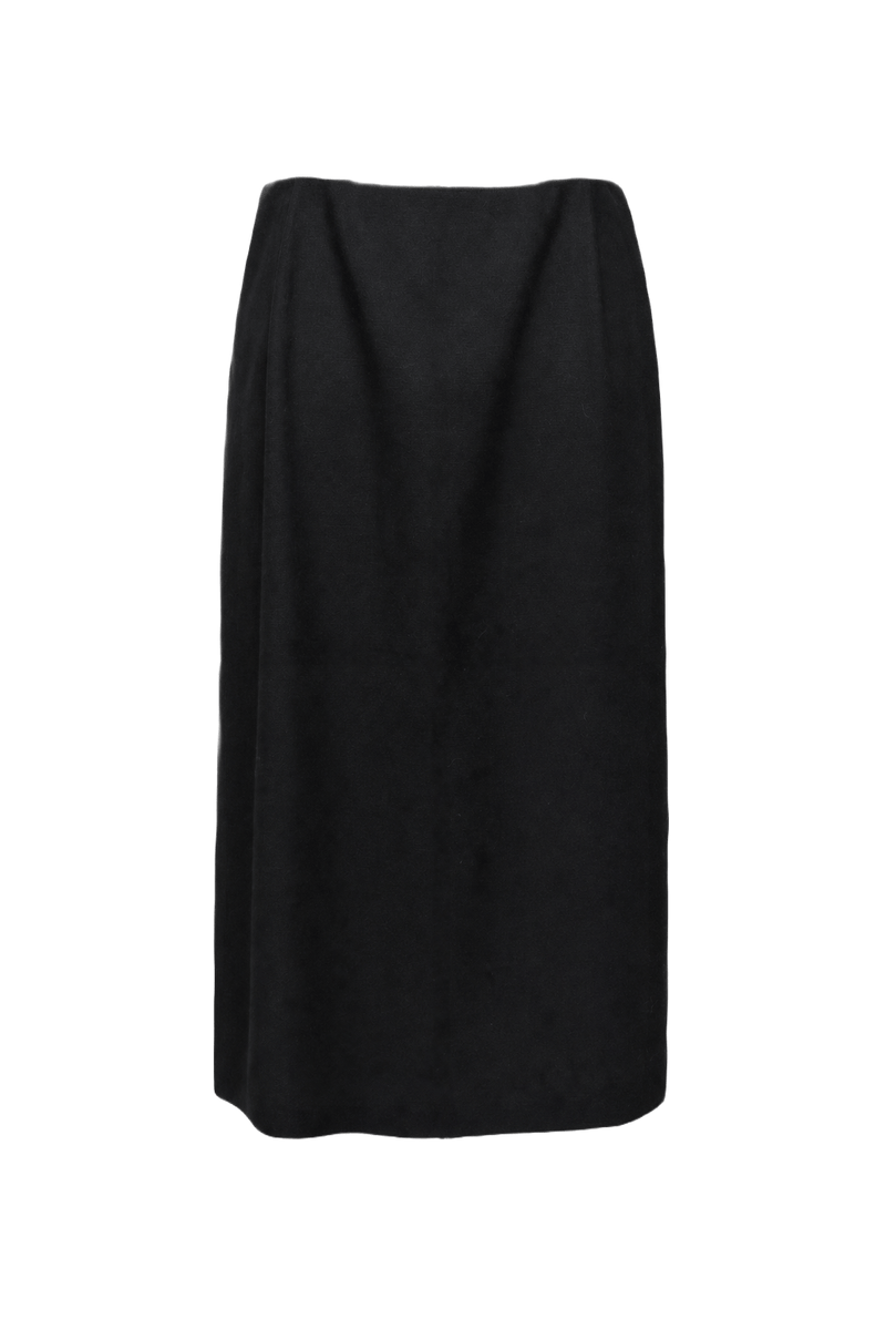 1980s Black Polyester Skirt - Front View