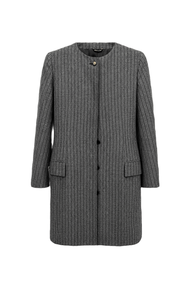 1980s Grey Wool Coat - Front View