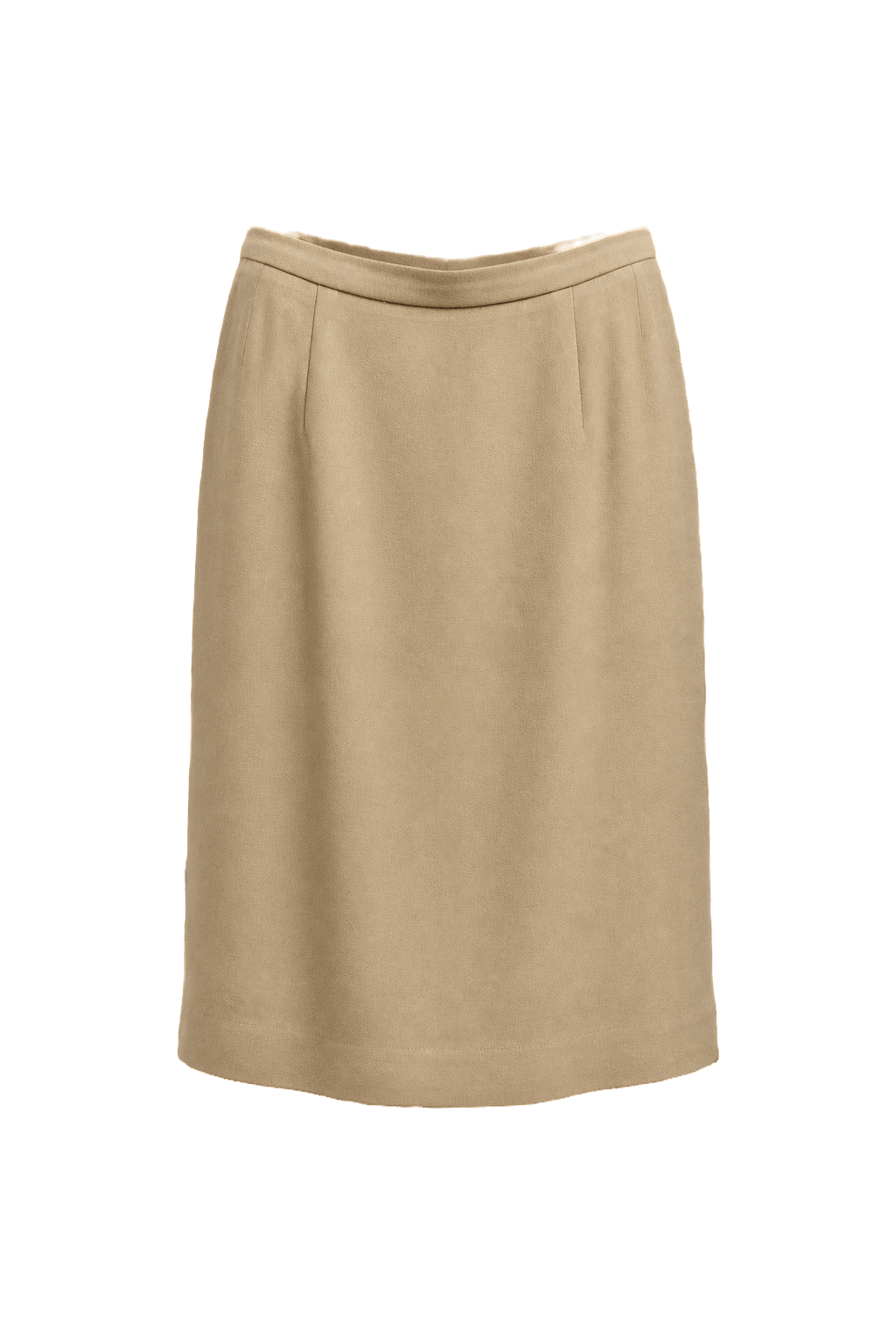 1990s Camel Polyester Skirt - Front View