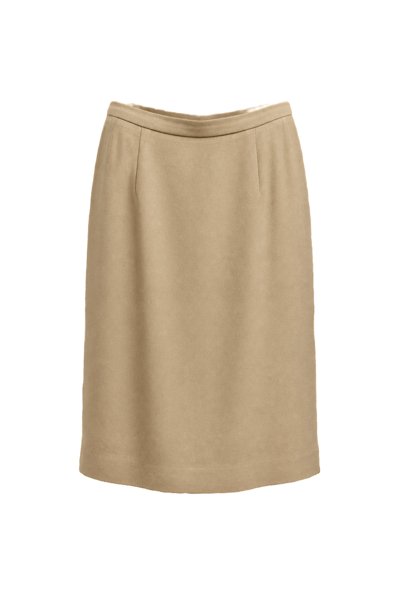 1990s Camel Polyester Skirt - Front View