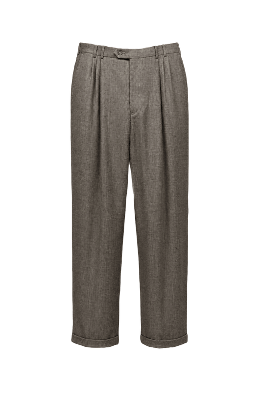 1980s Grey Wool Blend Trousers - Front View