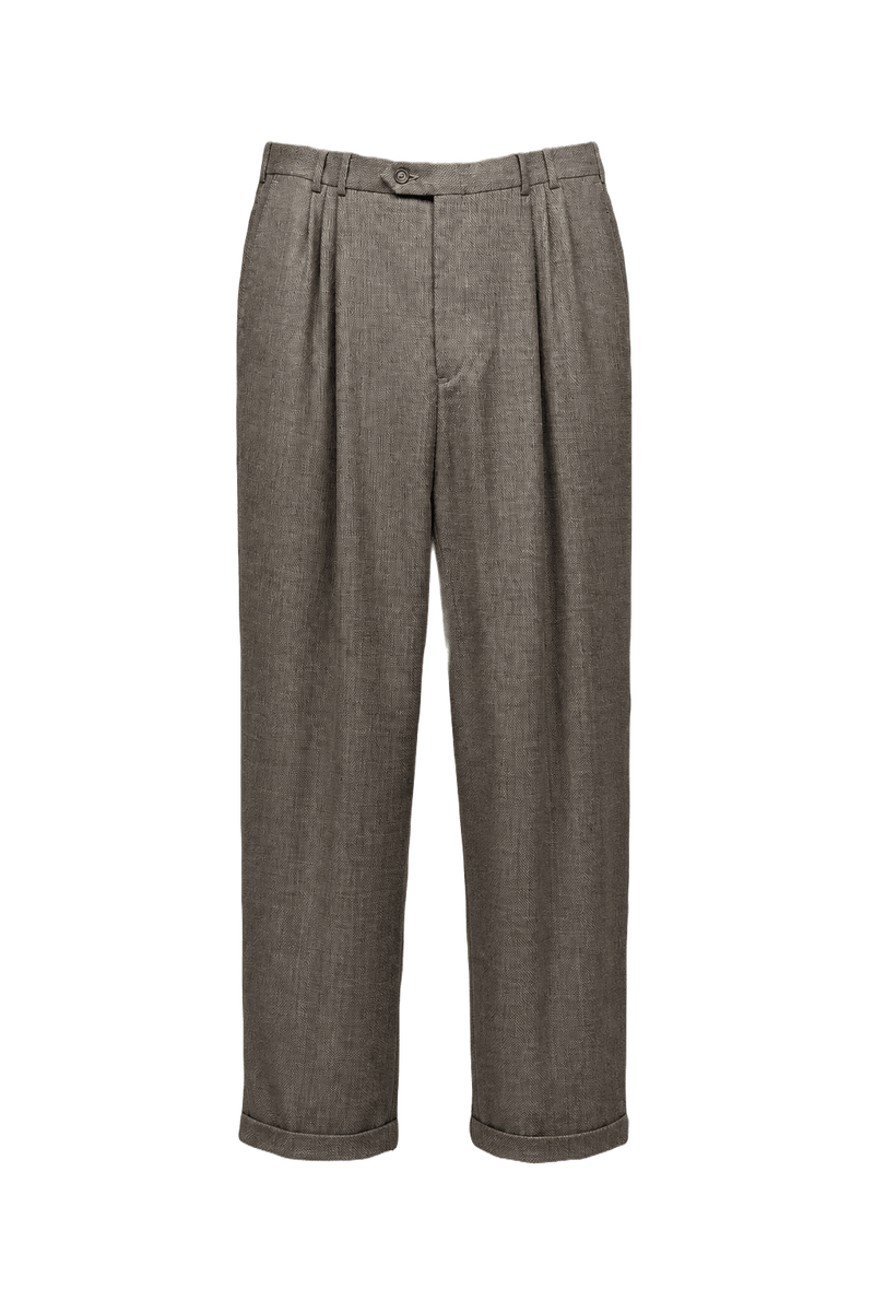 1980s Grey Wool Blend Trousers - Front View