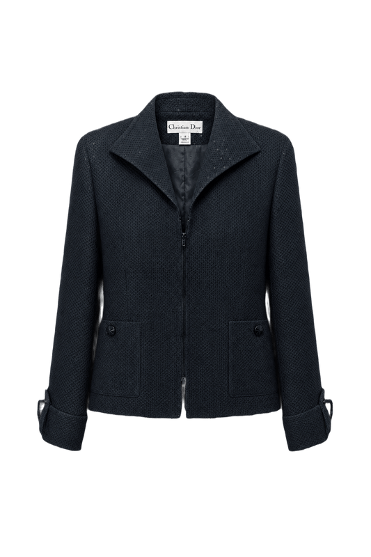 1980s Black Wool Jacket - Front View