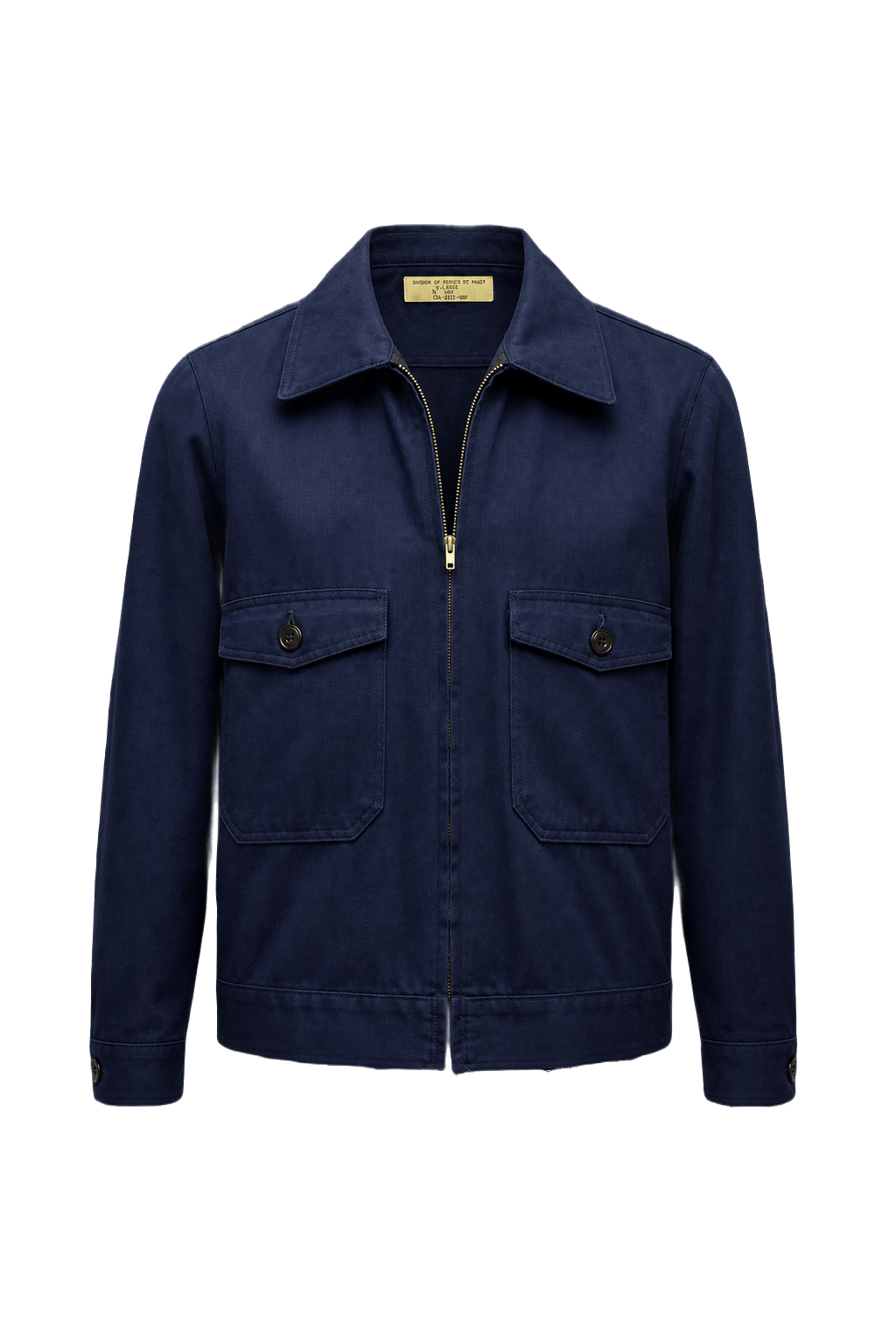 1940s Navy Blue Cotton Jacket - Front View
