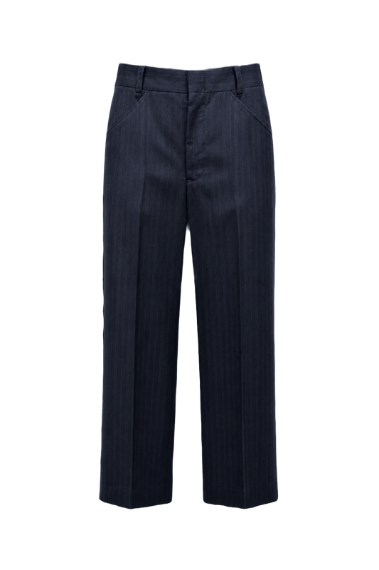 1960s Navy Wool Blend Trousers - Front View