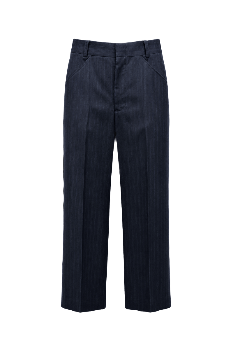 1960s Navy Wool Blend Trousers - Front View