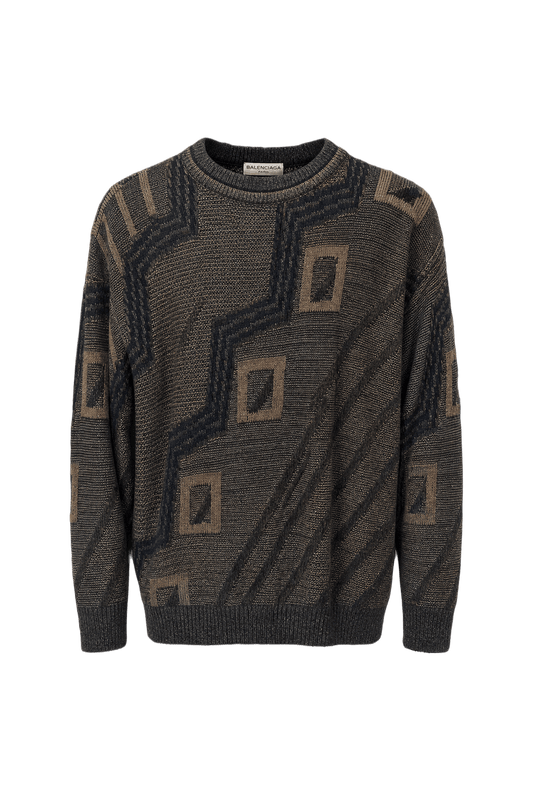 1990s Navy Blue Wool Sweater - Front View