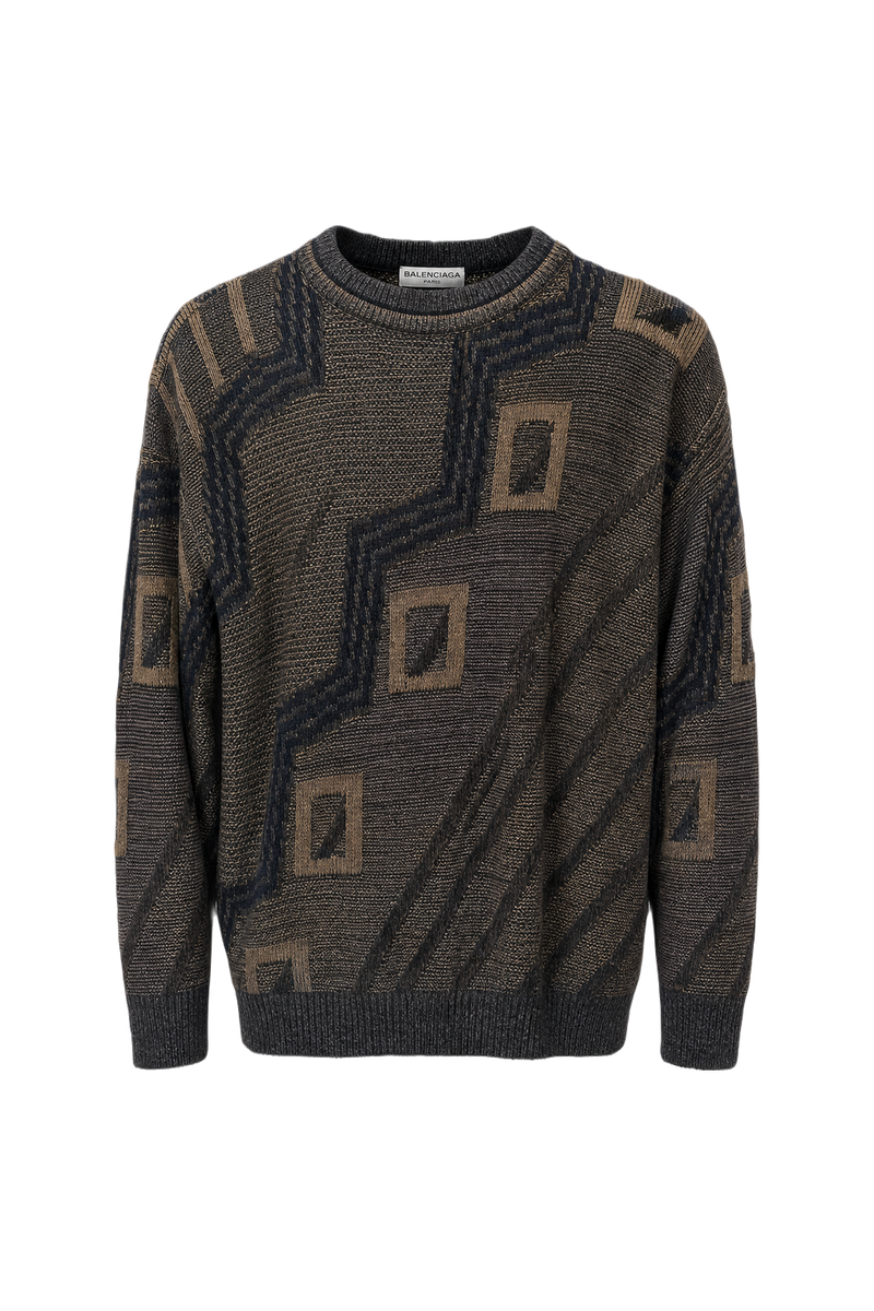 1990s Navy Blue Wool Sweater - Front View
