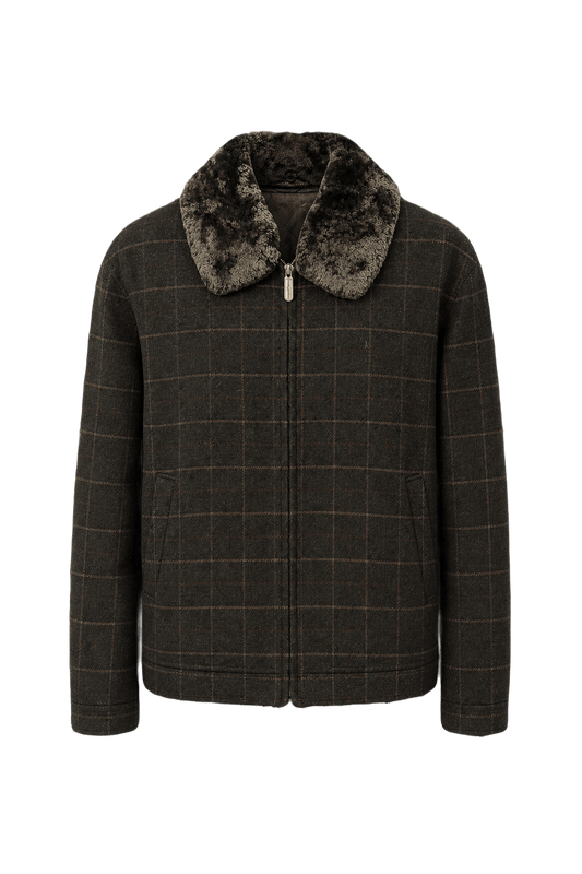 1980s Dark Green Wool Blend Jacket - Front View