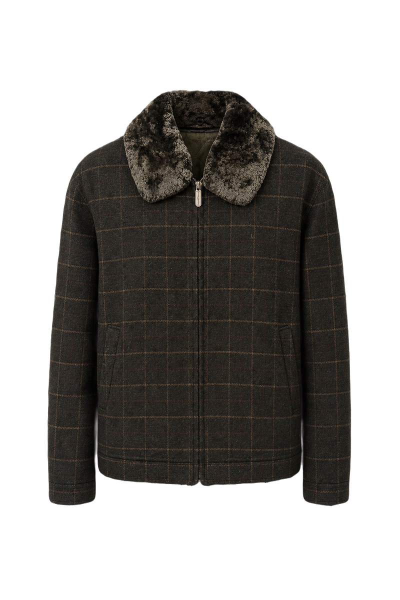 1980s Dark Green Wool Blend Jacket - Front View