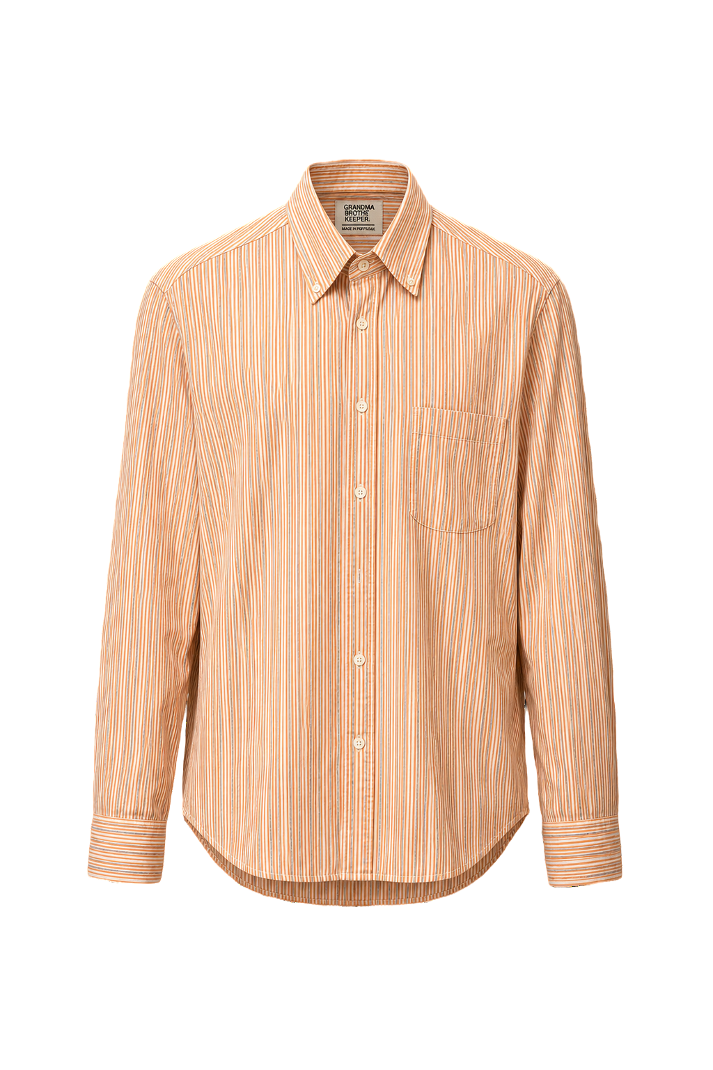 1980s Orange Cotton Button-Down Shirt - Front View