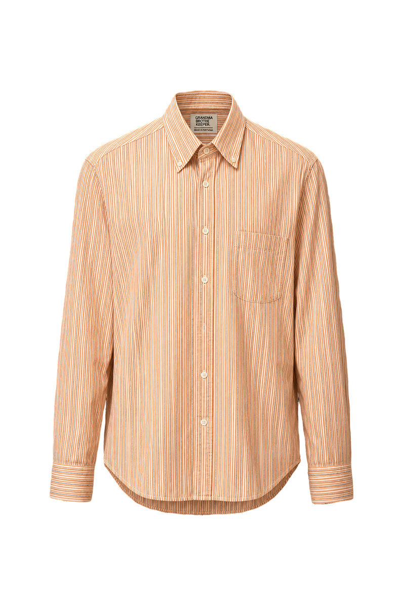1980s Orange Cotton Button-Down Shirt - Front View