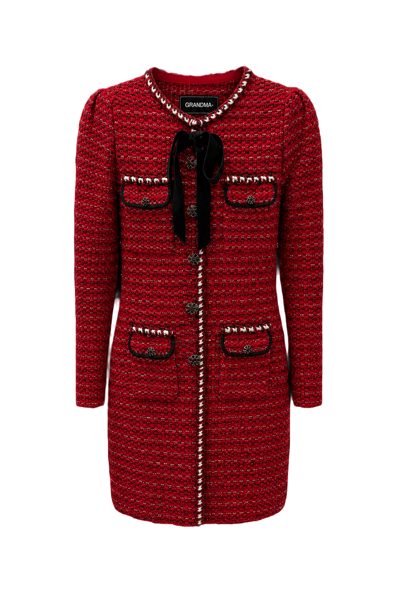1980s Red Polyester Blend Jacket - Front View