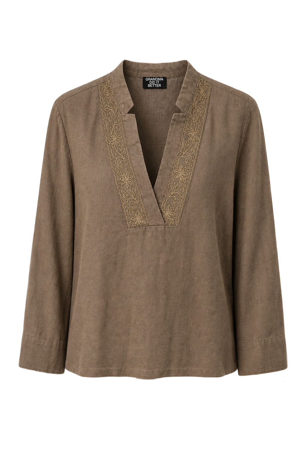 1970s Tan Cotton Blouse - Front View