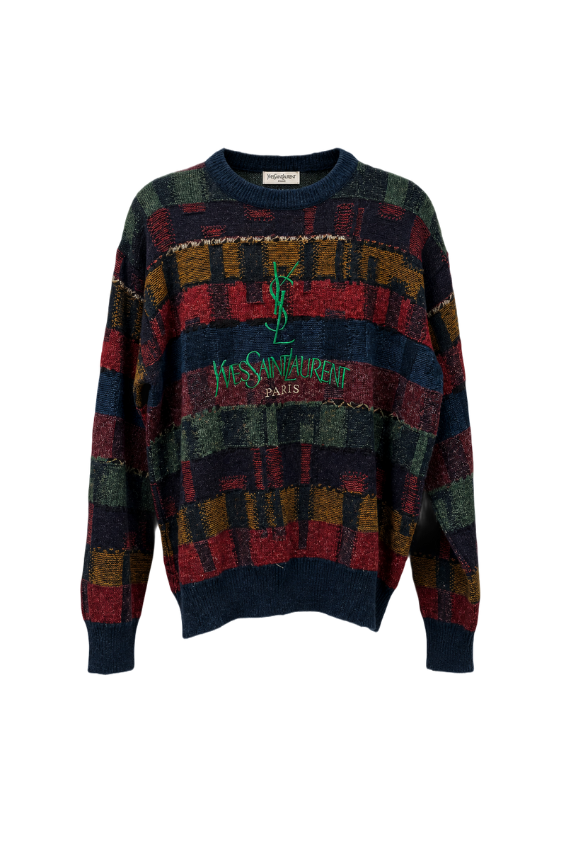 1990s Navy Blue Wool Blend Sweater - Front View