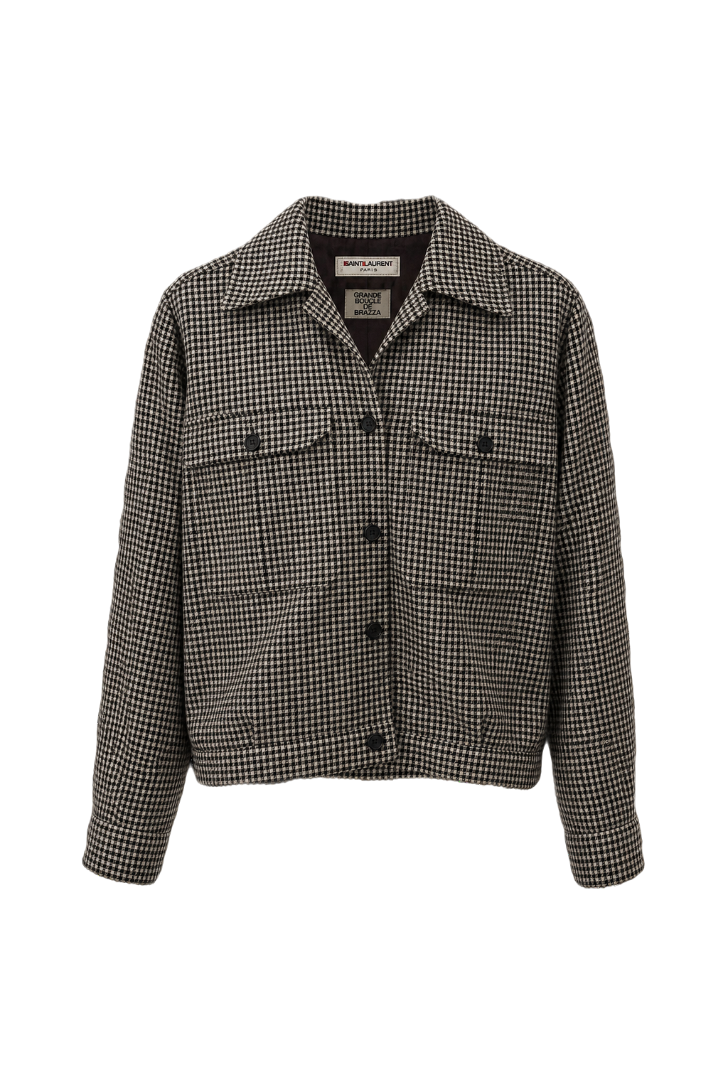 1970s Black and White Wool Blend Jacket - Front View
