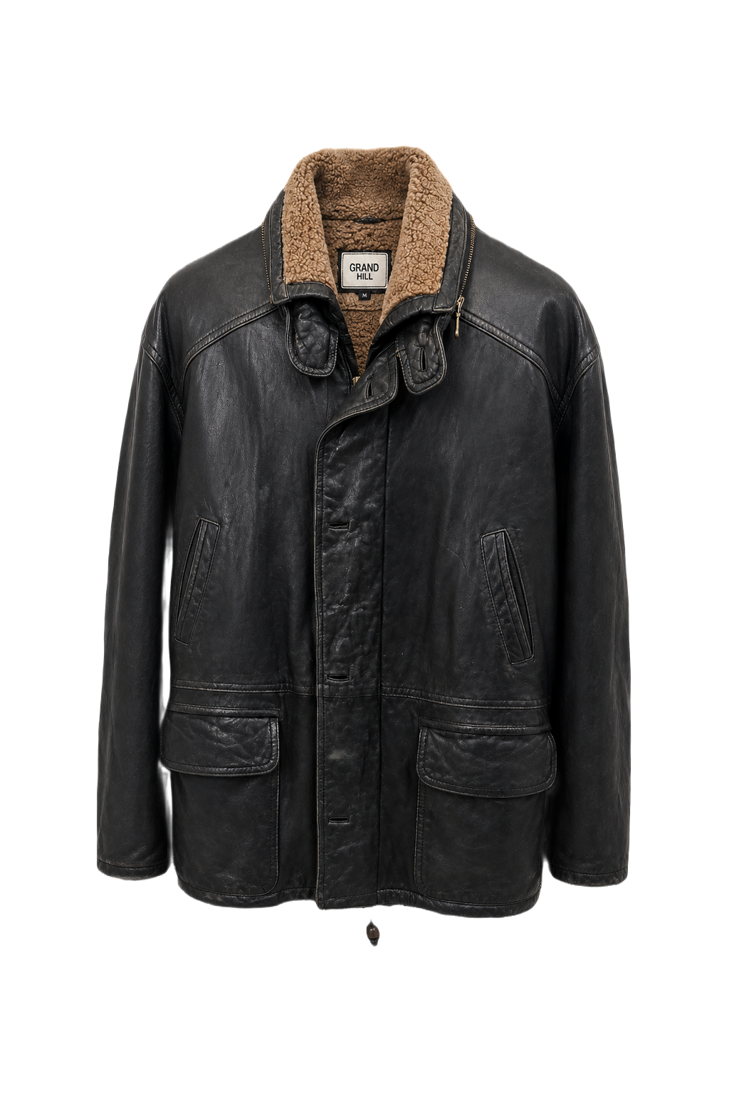 1980s Black Leather Leather Jacket - Front View