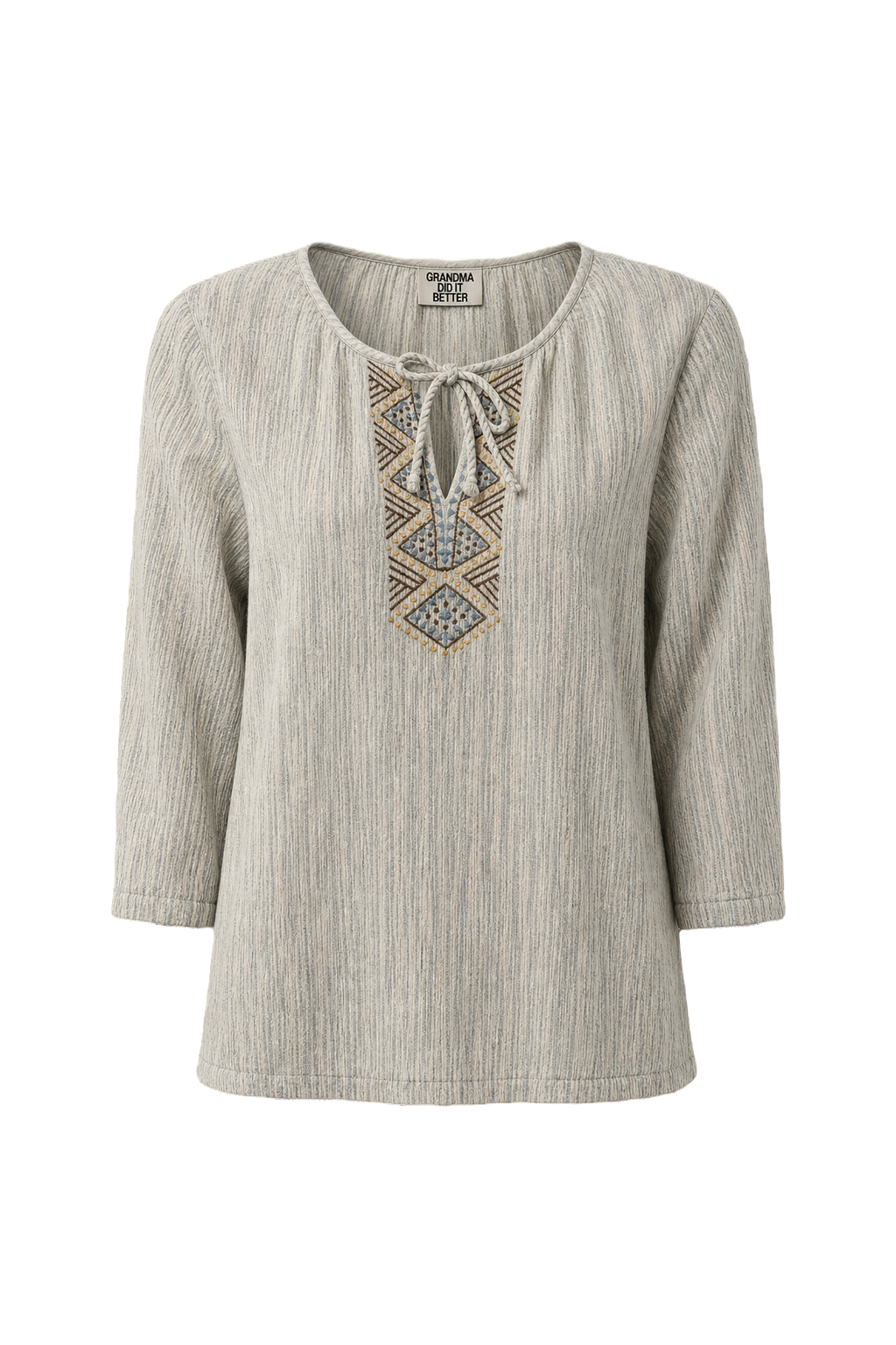 1980s Light Gray Cotton Blouse - Front View