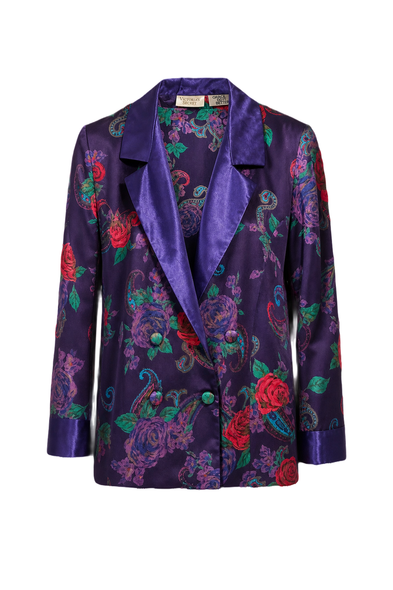 1990s Purple Silk Blazer - Front View