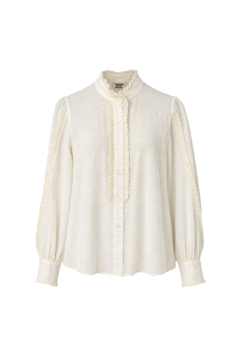 1980s Cream Cotton Blouse - Front View