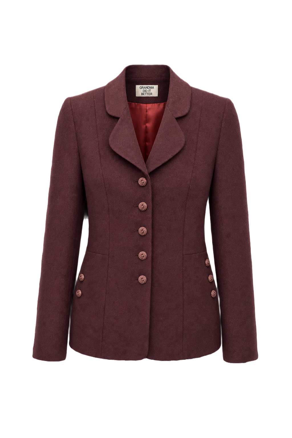 1950s Burgundy Wool Blend Jacket - Front View